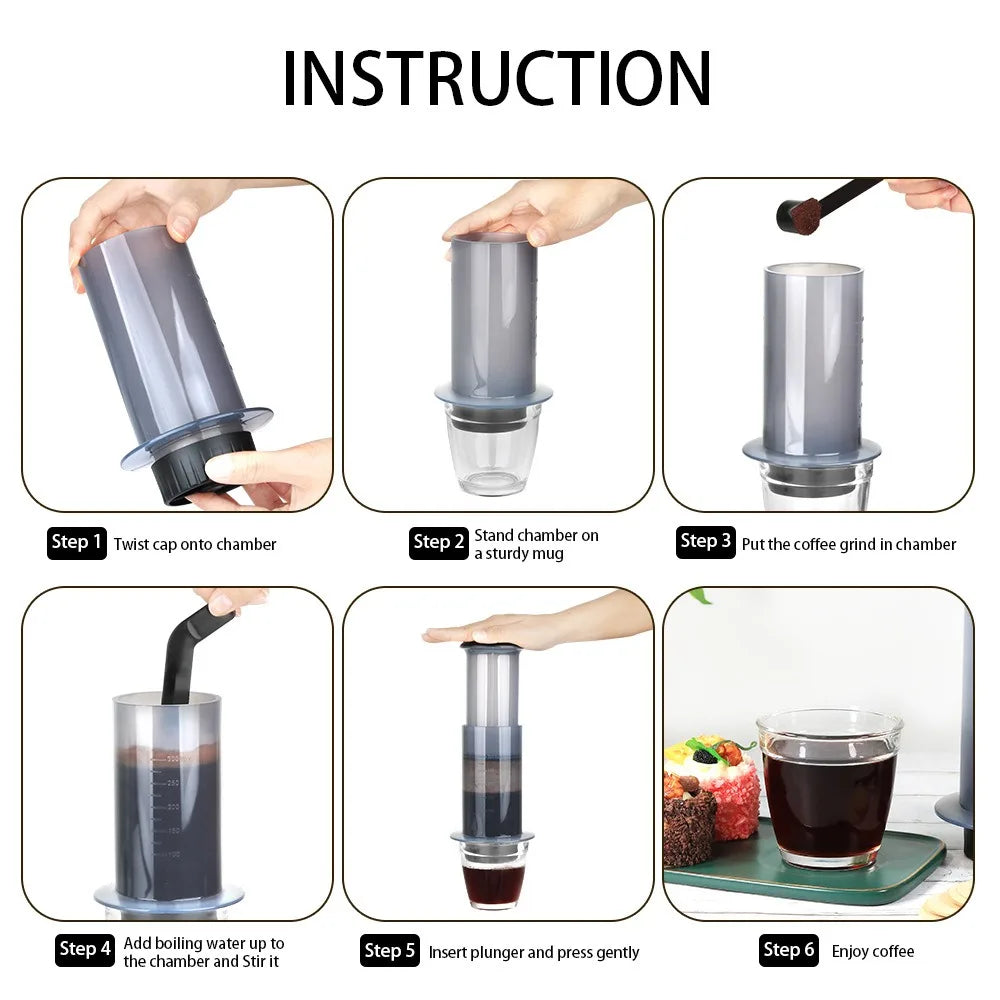 Espresso Portable Coffee Maker French Press Coffee Pot Kitchen Supplies for Aeropress Cafe Press Machine with Filter Paper Kit Peaceful Pleasures Health and Wellness