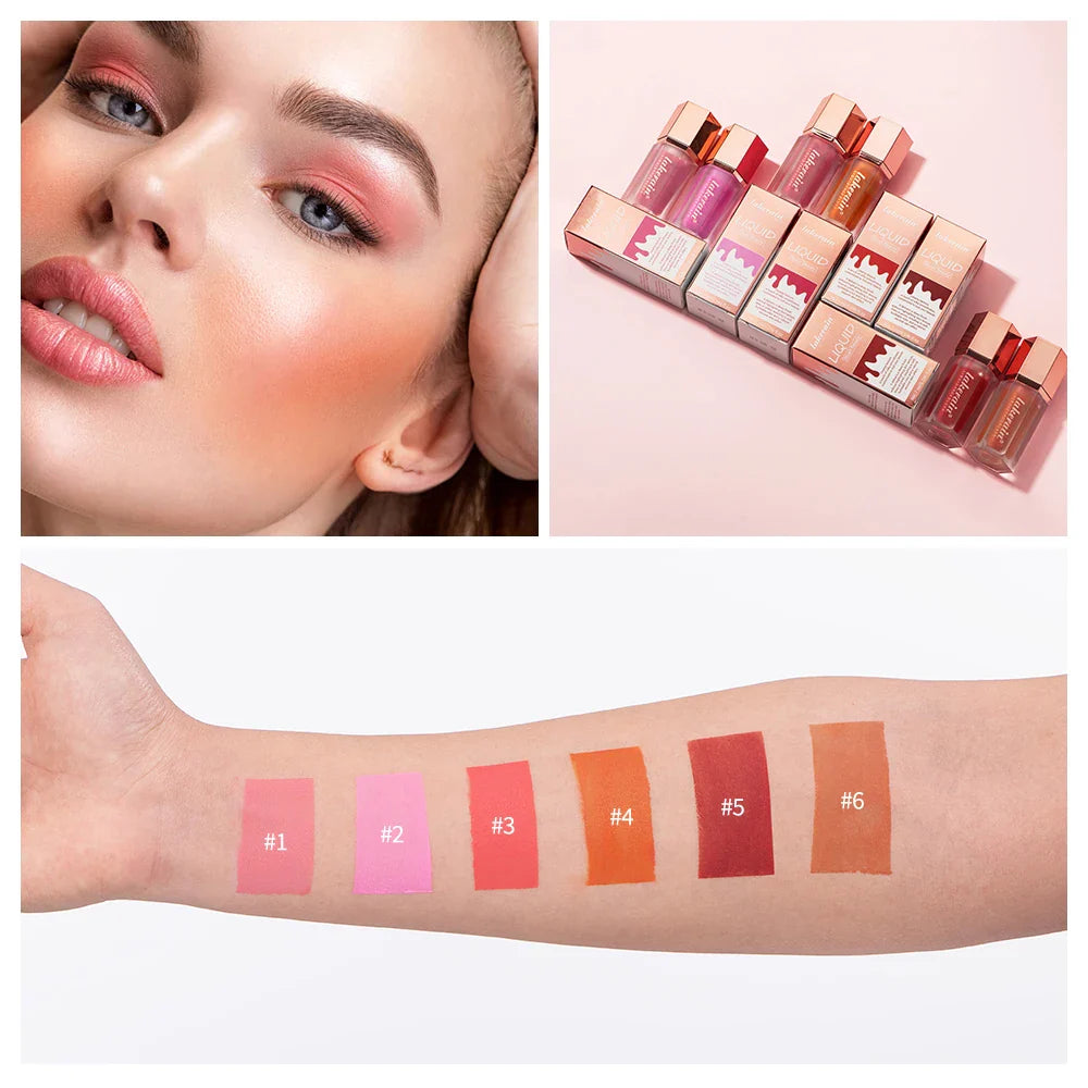 Lakerain 6-Shade Matte Liquid Blush – Waterproof & Long-Lasting