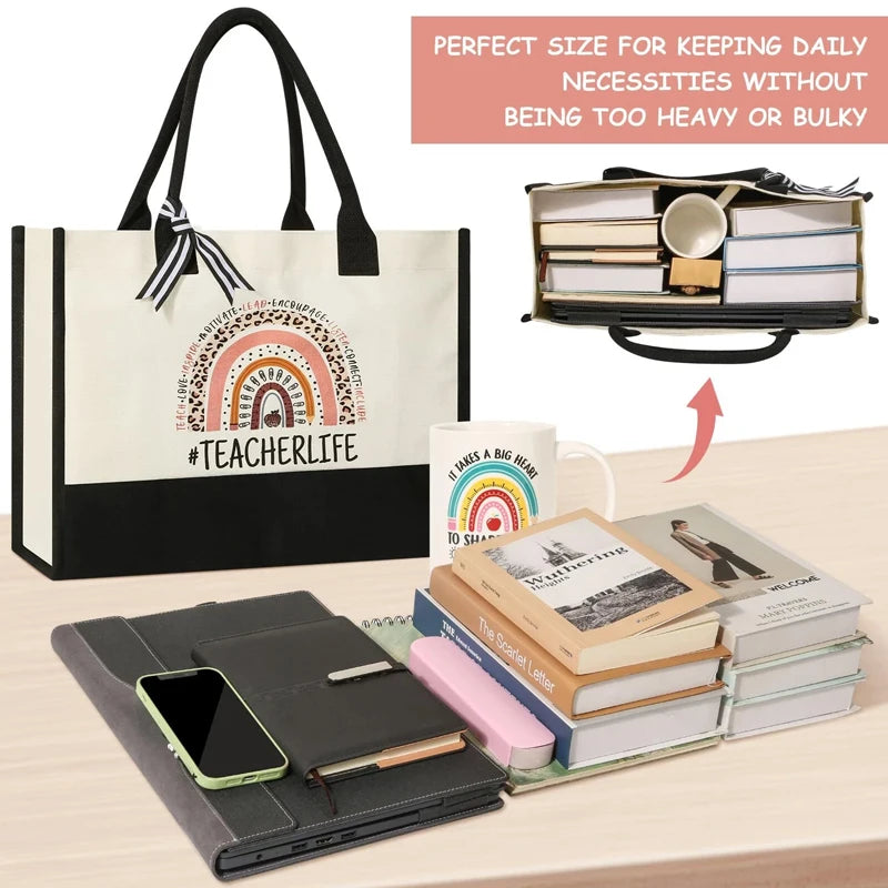 Teacher Appreciation Canvas Tote Bag | Thank You Gift Teacher Gift Tote Bag Peaceful Pleasures Health and Wellness