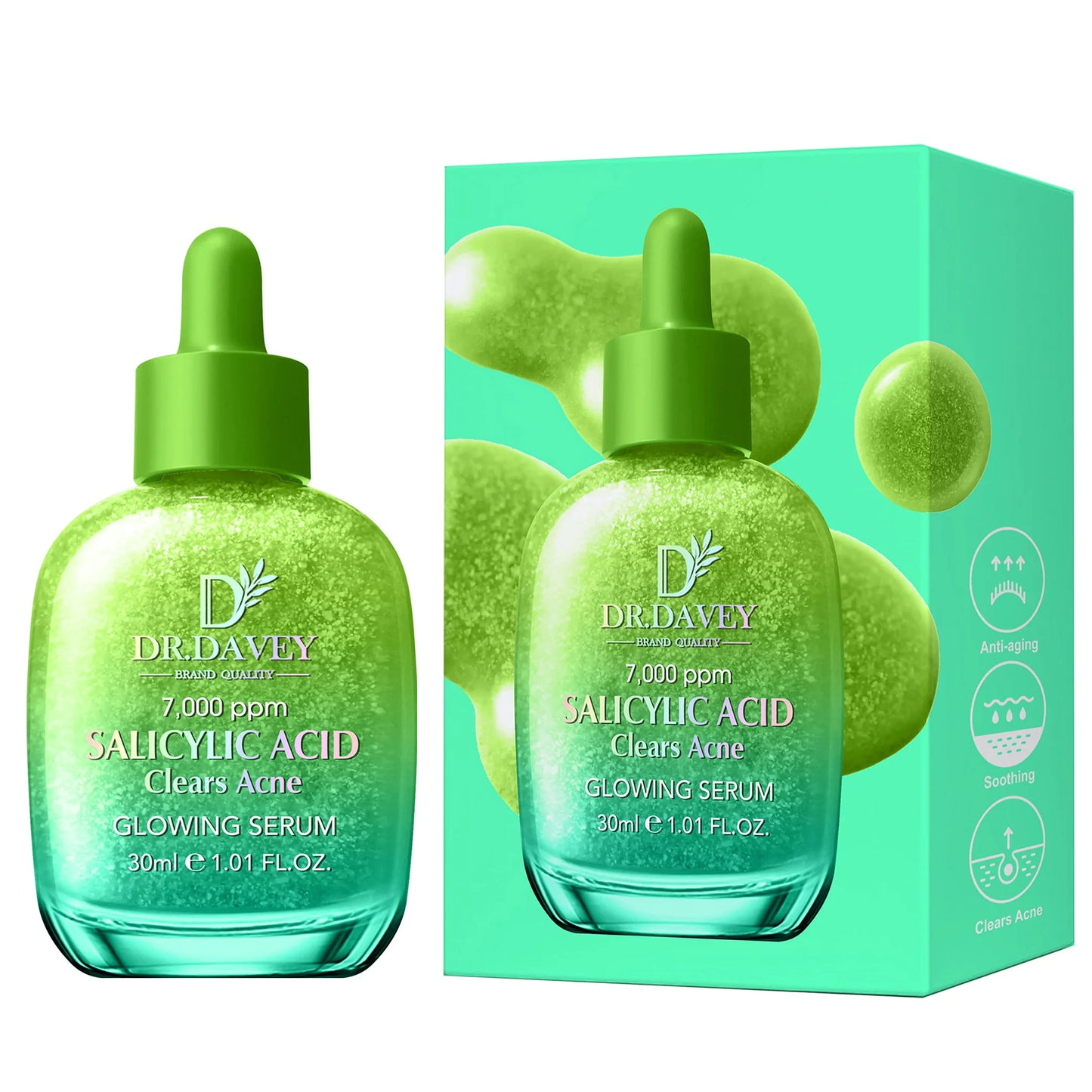 30ml DR.DAVEY Salicylic Acid Clears Acne Glowing Serum Four Seasons Skincare Moisturizing Facial Care Suitable for Men and Women Peaceful Pleasures Health and Wellness Salicylic Acid Clear