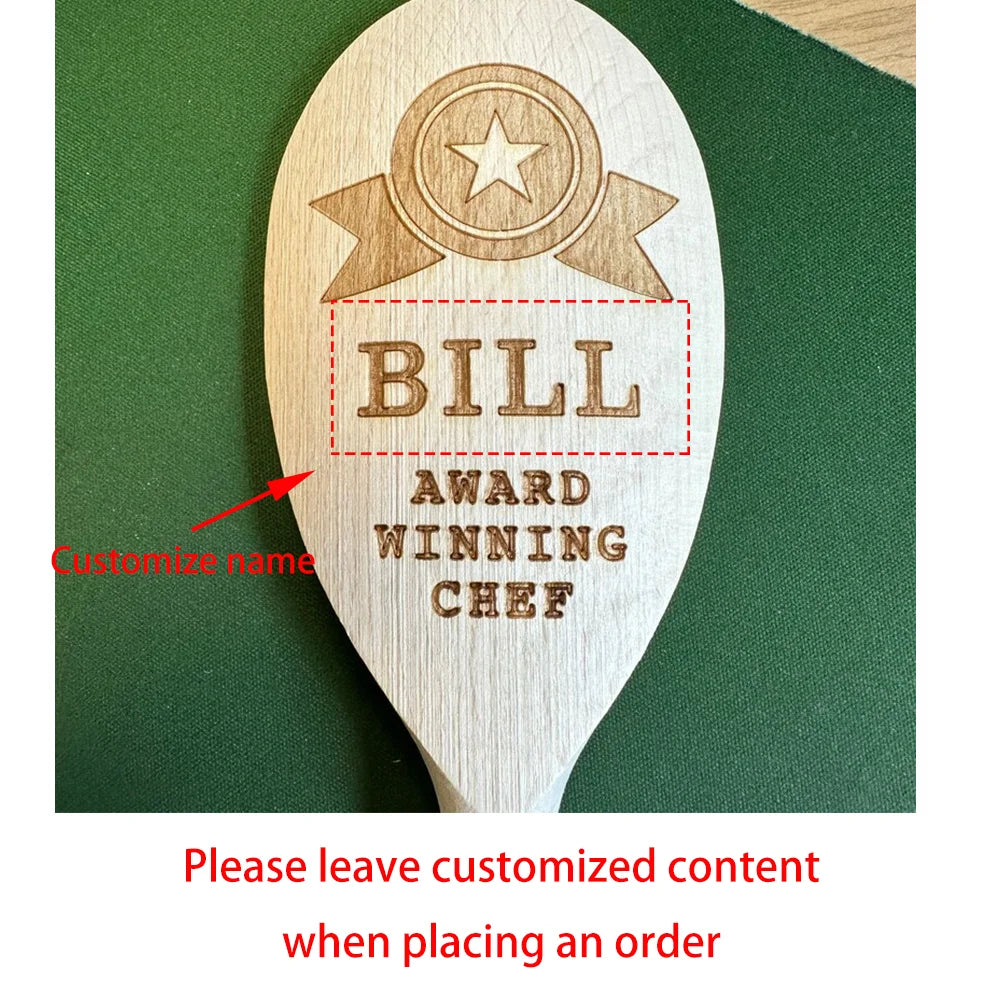 Custom Name Engraved Wooden Spoon Baker Chef Star Baking Cooking Supplies Birthday Christmas Housewarming Kitchen Decor Gift Peaceful Pleasures Health and Wellness ACustom Spoon 1Pcs 30x5cm
