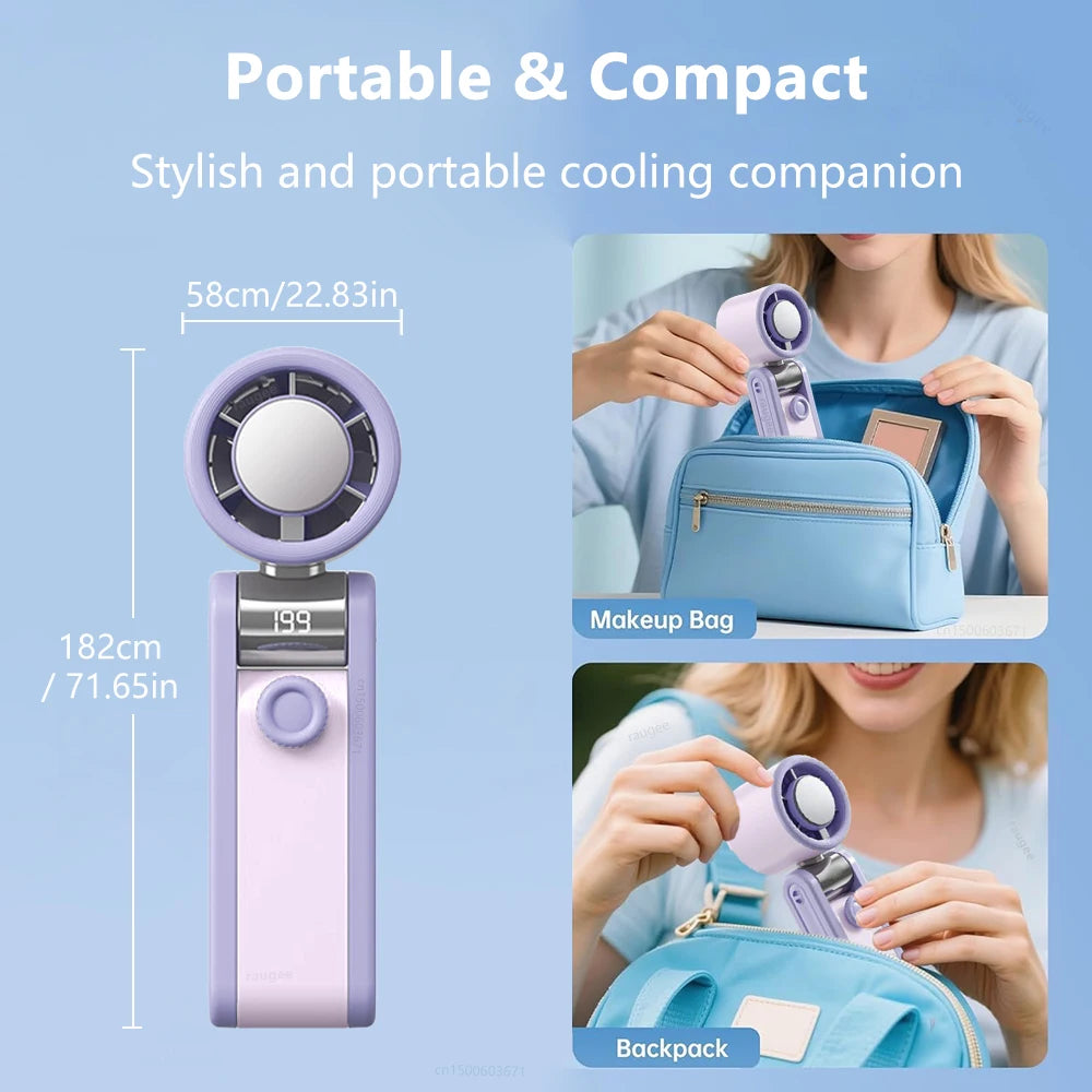Portable Fan 180°Adjustable Desktop Cooling Fan LED Display Rechargeable for Outdoor Travel Handheld Mini Fan Hanging Neck Fan Peaceful Pleasures Health and Wellness