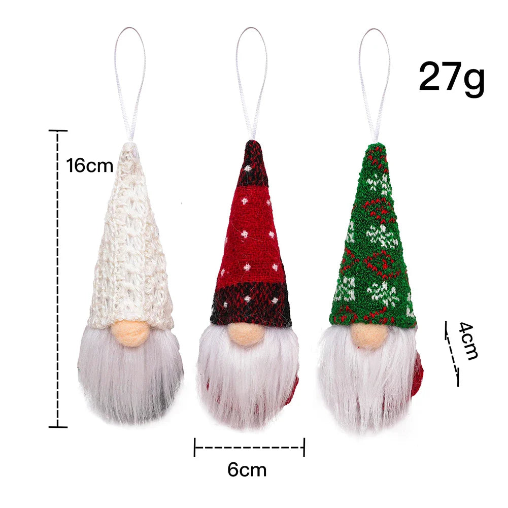 Christmas Faceless Gnome Ornaments – Soft Felt Pendants, Set of 3