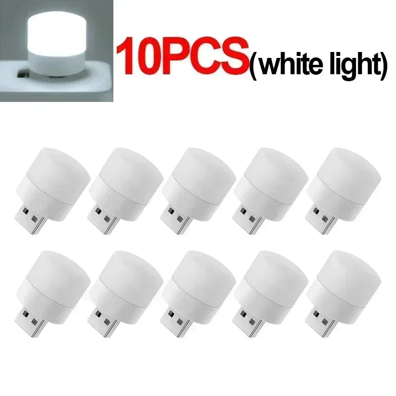 LED Table Lamp Lights Room Plug Usb Light Night Mini Book Reading Decorating Items Warm White Eye Protections Wholesale Bedroom Peaceful Pleasures Health and Wellness 10PCS-White