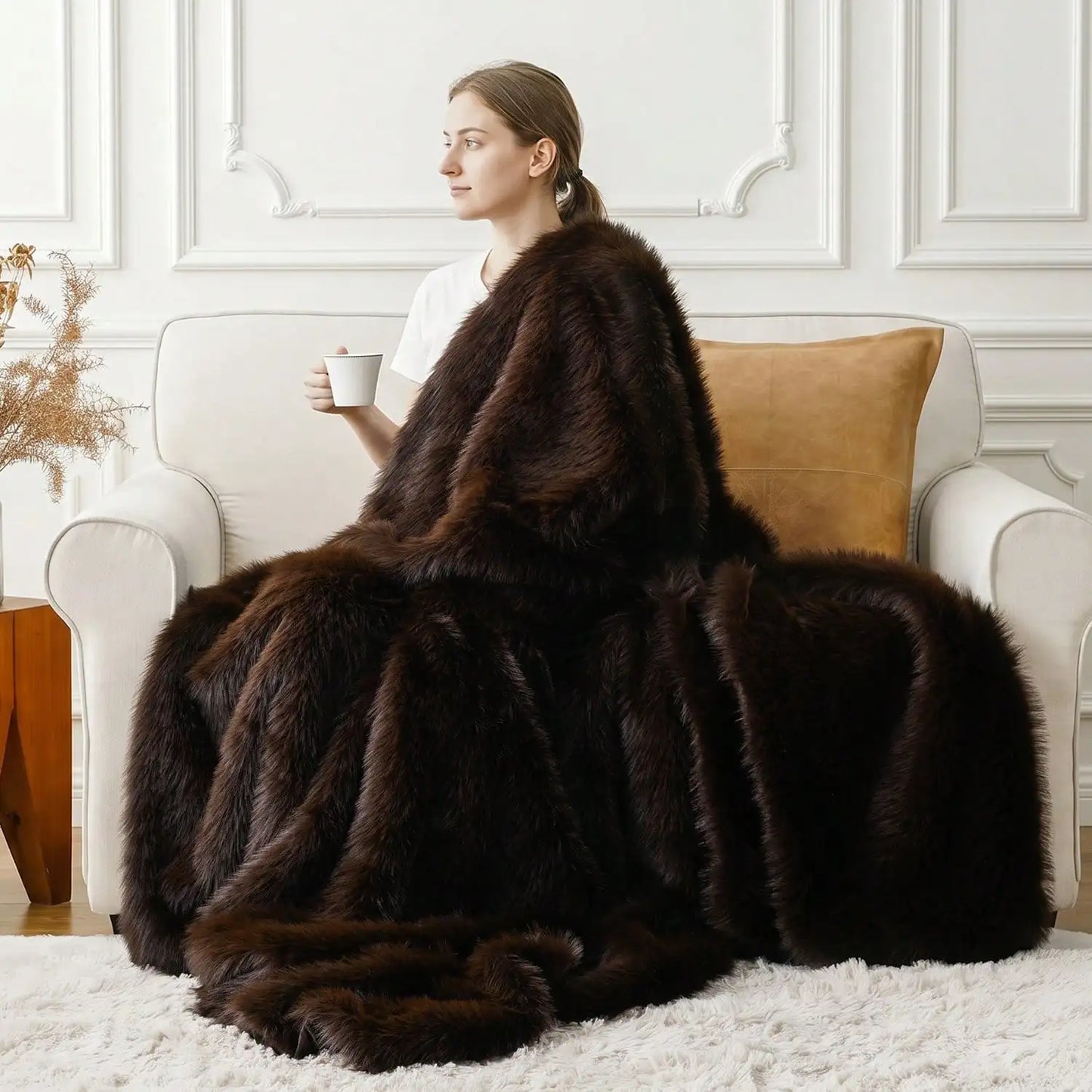 Battilo Fluffy Soft Blankets Luxury Fur blanket for Bed Sofa Mink Faux Fur Throw and Blankets Large Warm Blanket for Home Decor Peaceful Pleasures Health and Wellness