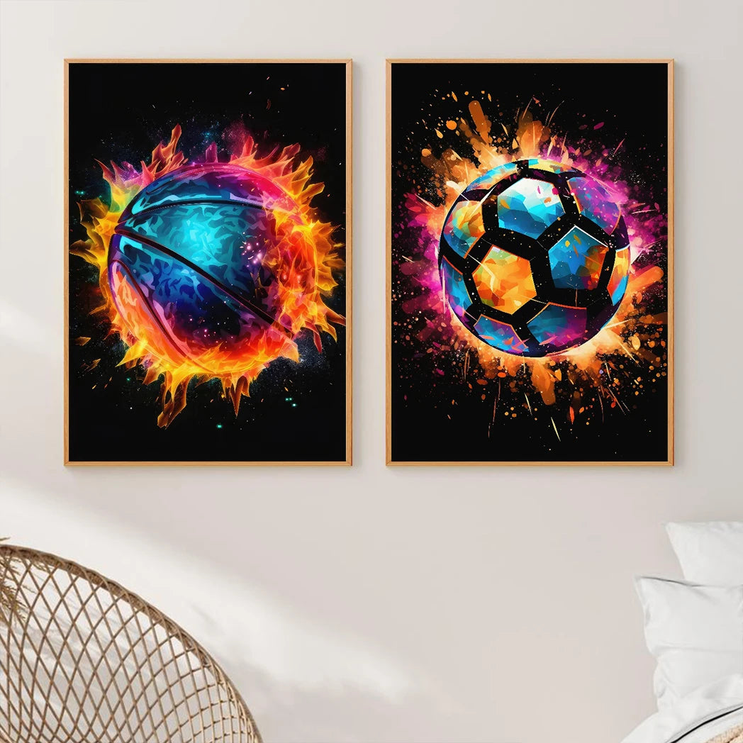 Neon Gaming Canvas Wall Art | Gamepad & Character Poster