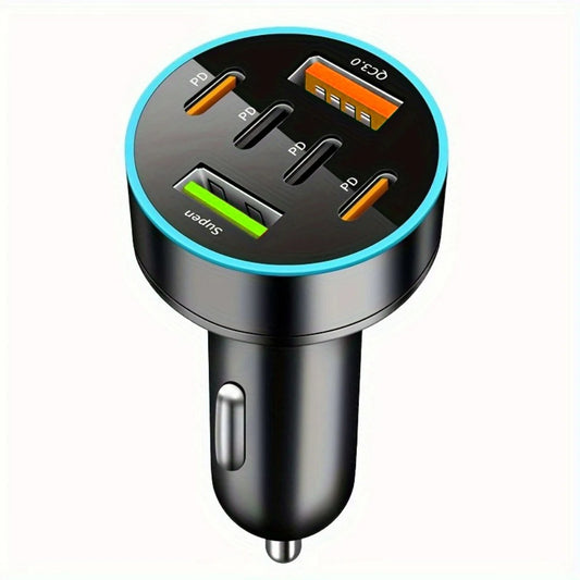 6-Port PD QC 3.0 USB-C Car Charger Fast Charging Adapter USB Car Charger Peaceful Pleasures Health and Wellness Default Title