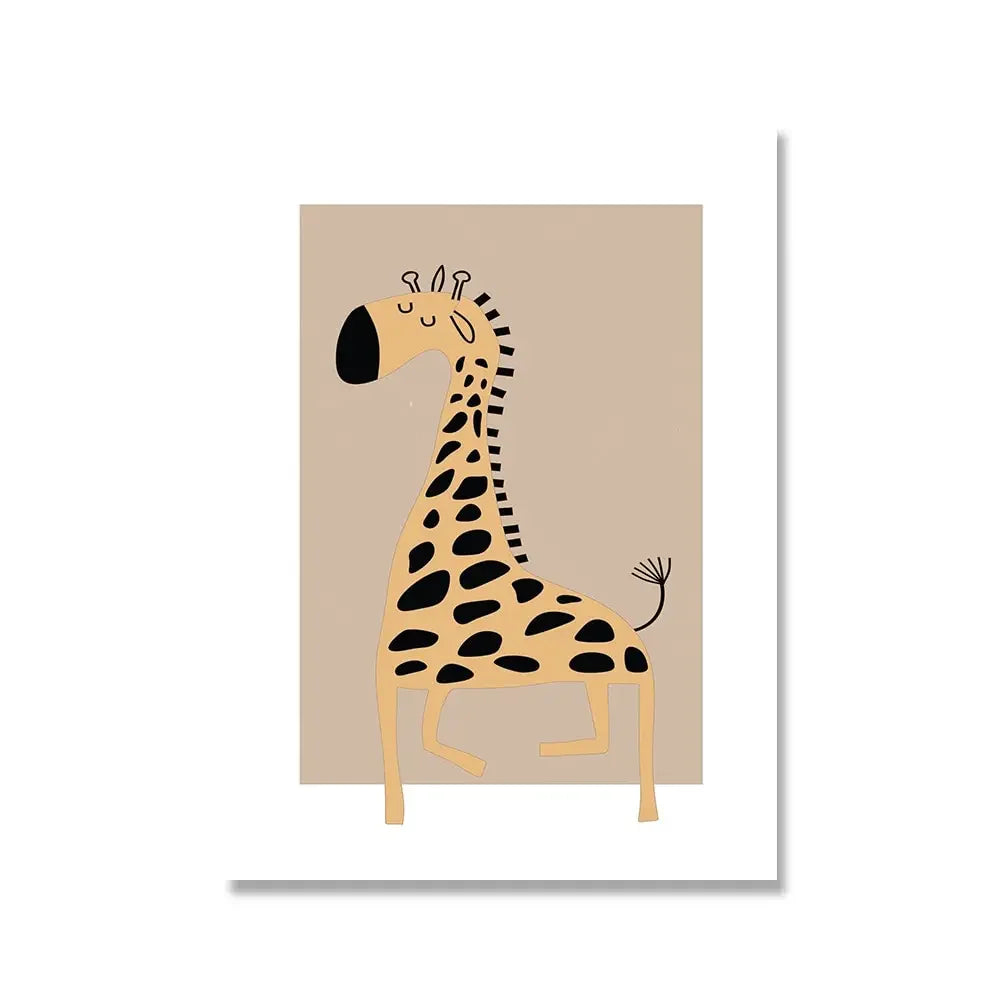 Nordic Cartoon Wildlife Canvas Wall Art | Kids Nursery Decor Canvas Wall Art Print Peaceful Pleasures Health and Wellness Picture 2 20x30cm Unframed
