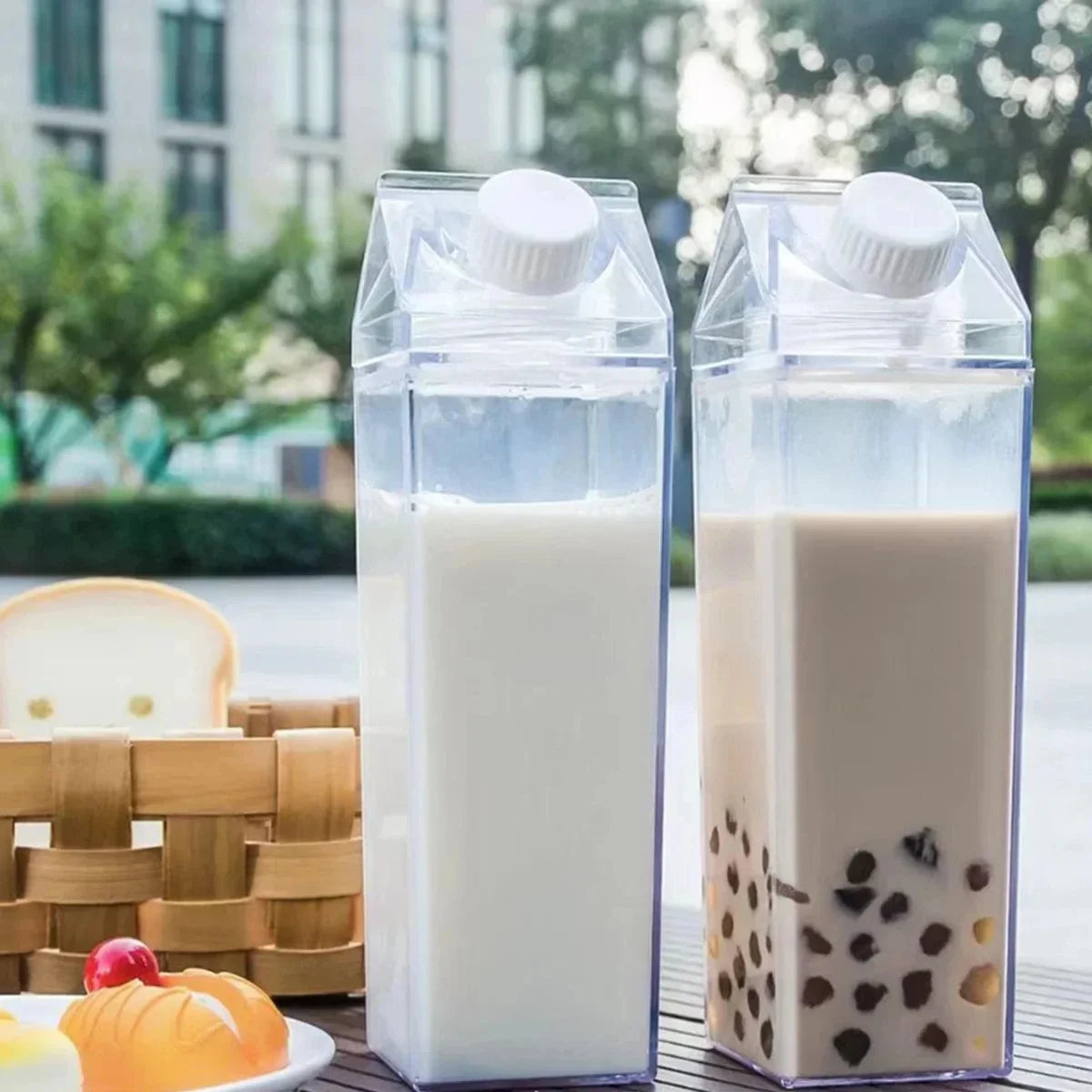500ml/1000ml Milk Carton Water Bottle Transparent Plastic Portable Clear Box for Juice Tea Milk Bottles Drinking Cup Reusable Peaceful Pleasures Health and Wellness