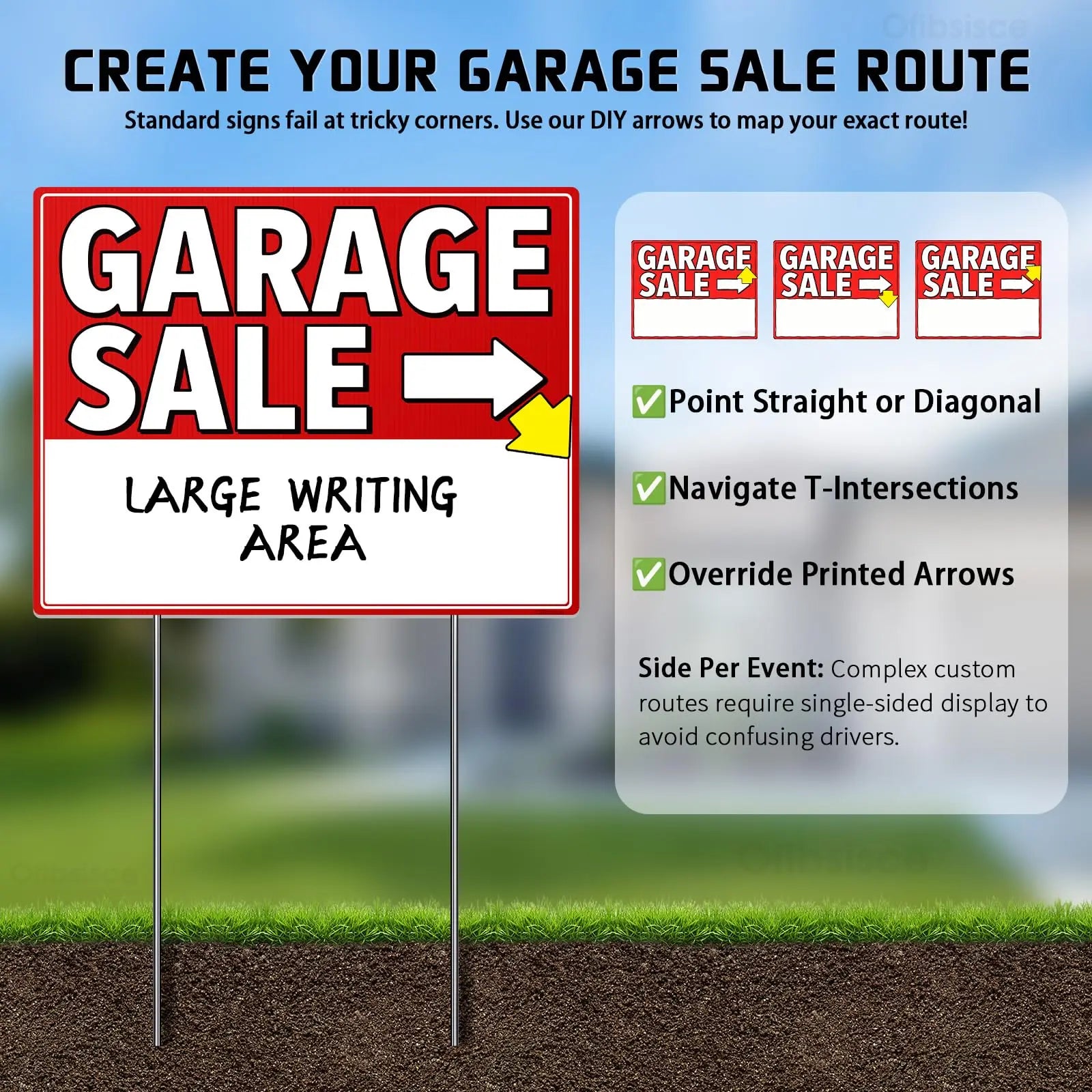 Garage Sale Sign Kit 17x13" | 12 Signs, Stakes & 440 Stickers Yard Sale Sign Kit Peaceful Pleasures Health and Wellness