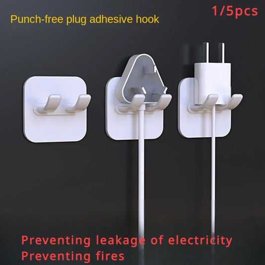 Flush-Free Wall Organizer Hooks – Plug & Cable Storage 1–5 PCS Wall Organizer Hooks Peaceful Pleasures Health and Wellness