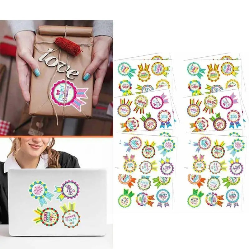 Birthday Stickers for Kids – 16 Sheets, 4 Fun Designs