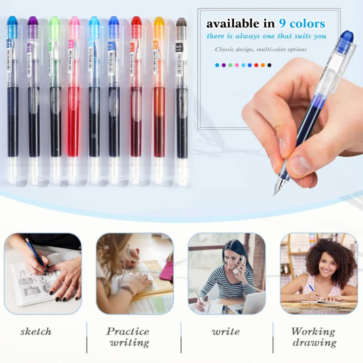 Disposable Fountain Pen Set 6/12 Colors | Quick-Dry F Nib