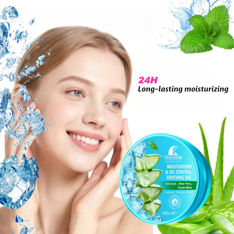ROUSHUNAloe Vera Gel Hydrating Moisturizing Gel Delicate Nourishing Cream Refreshing Non-greasy Peaceful Pleasures Health and Wellness