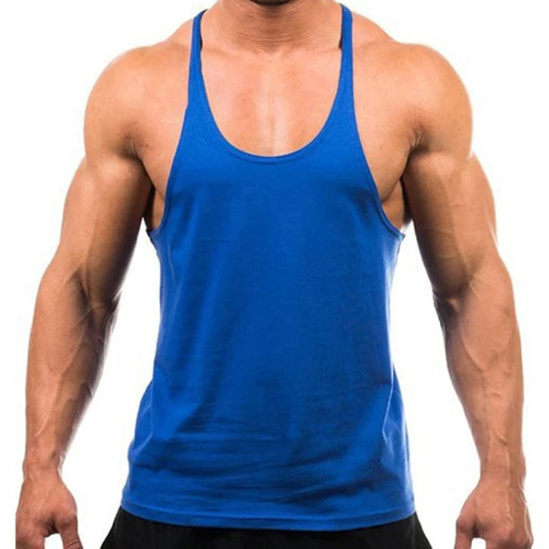 2023 New Bodybuilding Brand Jogger Gym Singlet Training Bodybuilding Tank Top Vest Shirt Sleeveless Fitness Cotton Shirt For Men Peaceful Pleasures Health and Wellness Blue XXL