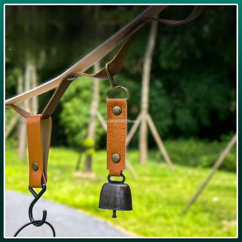 Outdoor Repellent Bear Bell Camping Retro PU Wind Chime Keychain Accessories Hiking Reminder Pet Pendant Bell for Fishing Decor Peaceful Pleasures Health and Wellness