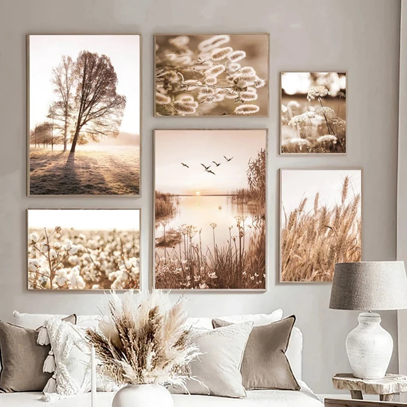 Nordic Canvas Wall Art – Lake Dandelion & Reed Print Canvas Wall Print Peaceful Pleasures Health and Wellness