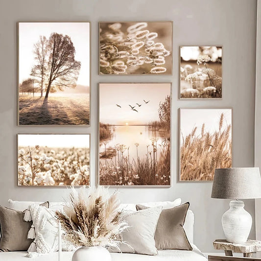 Nordic Canvas Wall Art – Lake Dandelion & Reed Print Canvas Wall Print Peaceful Pleasures Health and Wellness