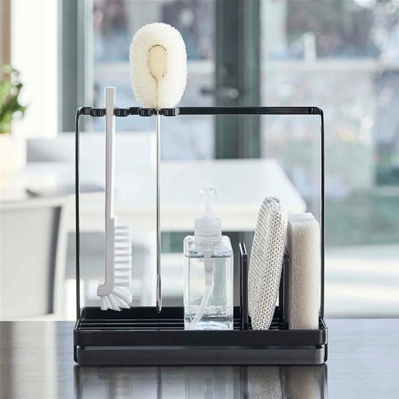 Kitchen Sink Organizer Rack | Sponge Holder with Drain Tray