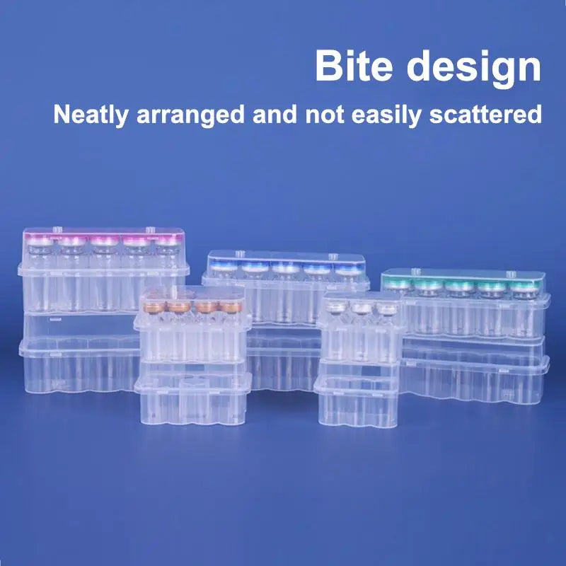 5PCS 3/5/7/10mL Vial Storage Case Stackable Plastic Microtube Storage Box Clear Freezer Tube Box Diabetic Supplies Peaceful Pleasures Health and Wellness