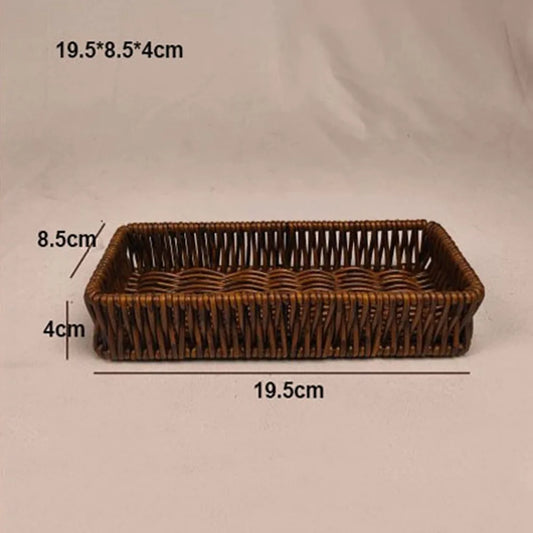 Hardness Rattan Wicker Woven Serving Baskets Household 6 Styles Bread Fruit Vegetables Basket Handwoven Rattan Basket Peaceful Pleasures Health and Wellness 2