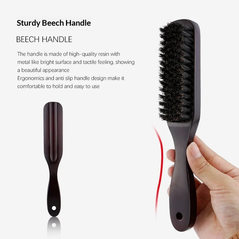 Hair Brush Wood Handle Boar Bristle Beard Comb Styling Detangling Straighten Brown Boar Bristles Massage Comb Peaceful Pleasures Health and Wellness