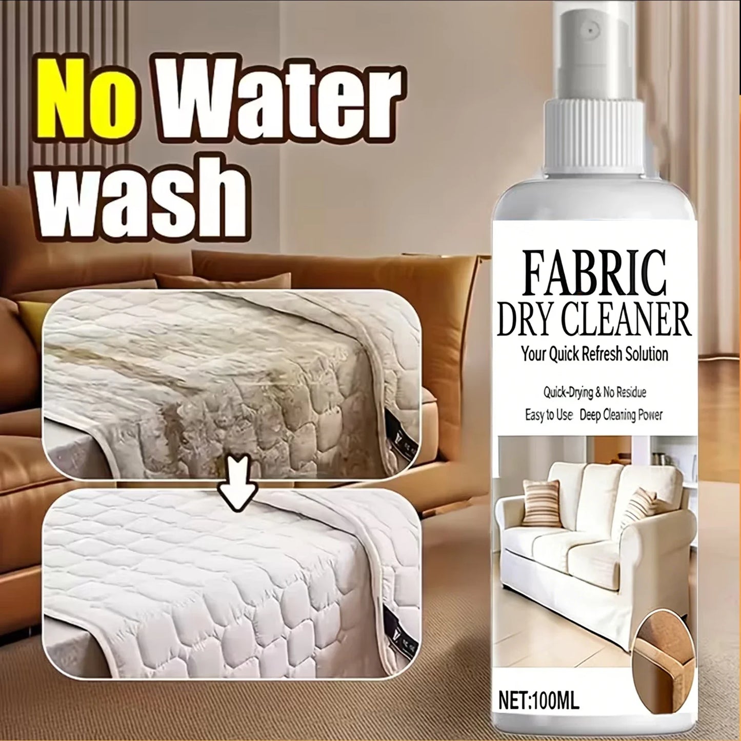 100ml Fabric Dry Cleaner Spray – Quick-Dry Stain Remover