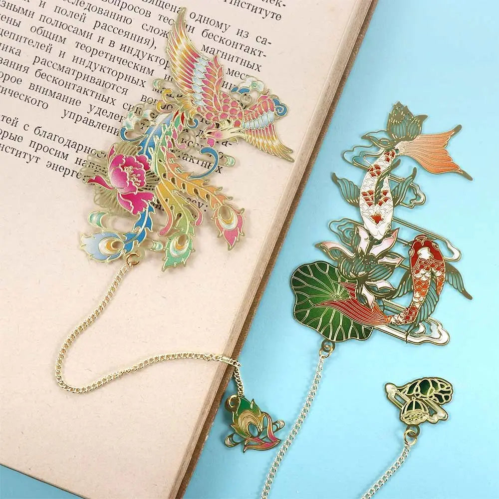 Office Page Clip Brass Animal Shape for Teachers Retro Book Clip Chinese Style Bookmark Hollow Book Mark Metal Bookmark Peaceful Pleasures Health and Wellness
