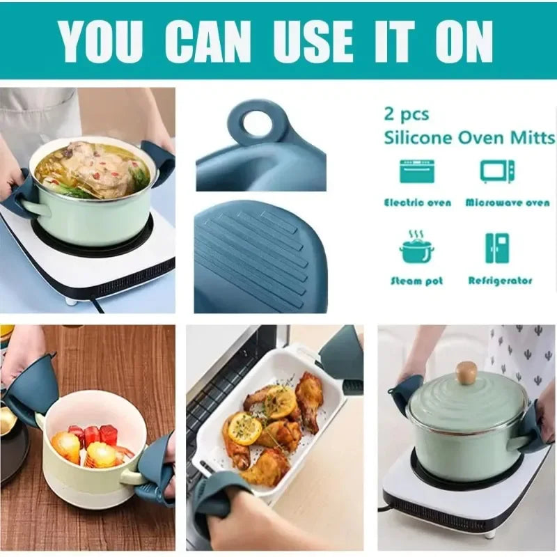 Silicone Pot Holder Clips Set of 3 – Heat Resistant Kitchen Tongs