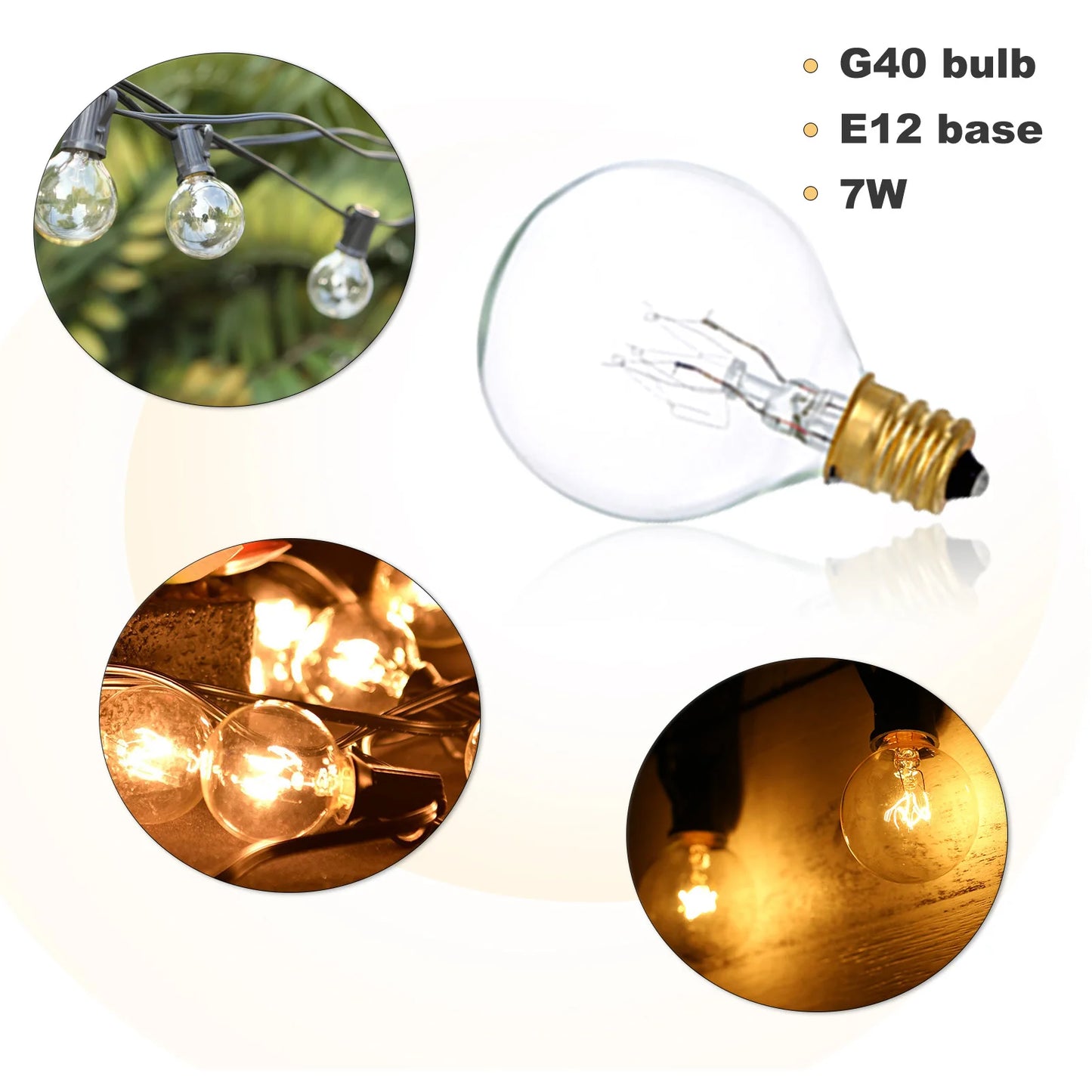 G40 Light Bulbs Replacement G40 Tungsten Bulb Lamp 7W 220-240V Clear Globe Bulb E12 Base Light Bulbs for Indoor Outdoor Peaceful Pleasures Health and Wellness
