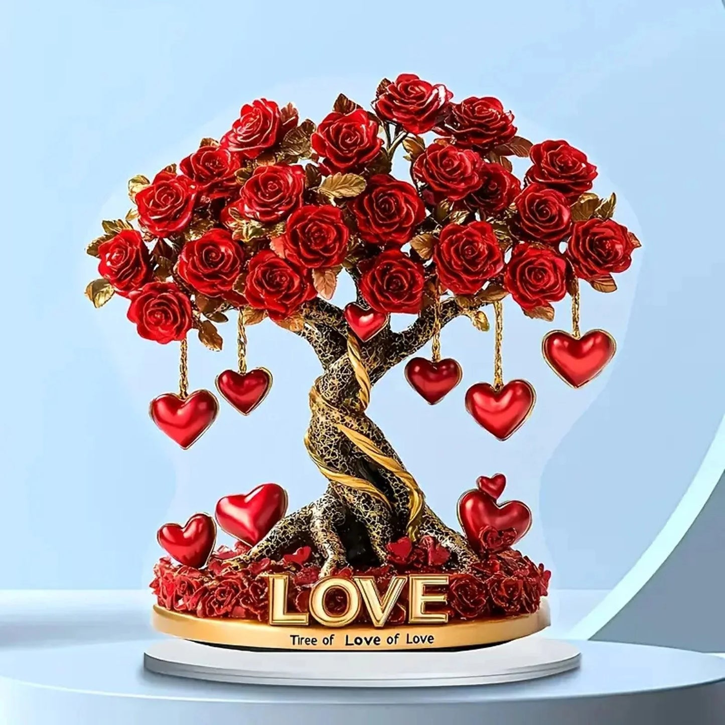 Valentine's Day Rose Heart Tree 2D Acrylic Desktop Ornament