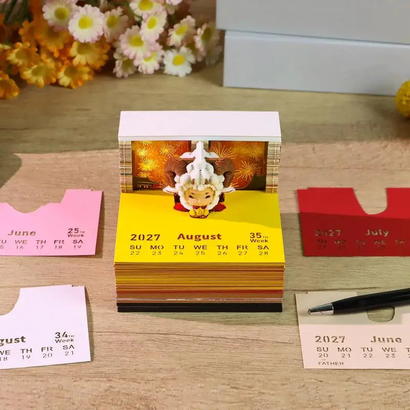2027 LED Desk Calendar 3D Tear-Away Paper Art | Gift & Decor Decorative Desk Calendar Peaceful Pleasures Health and Wellness