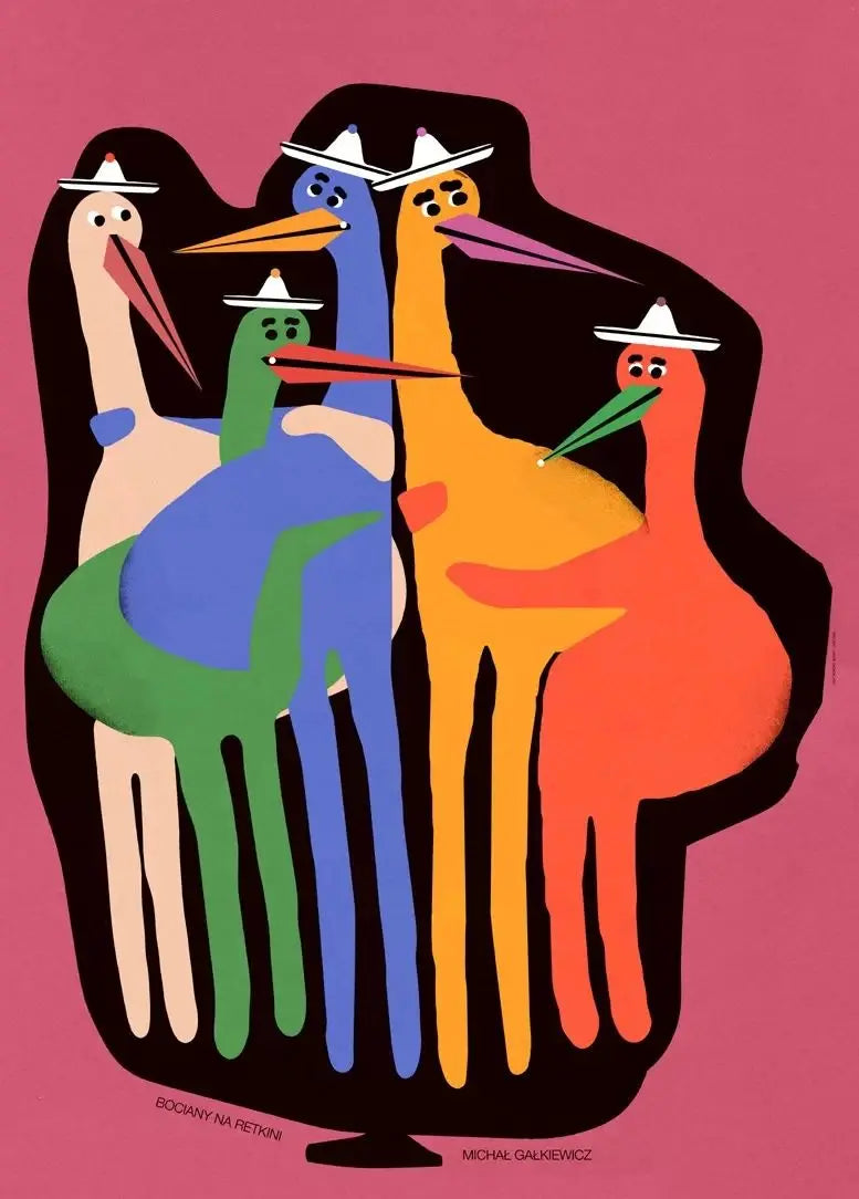 Original Polish Funny Abstract Animal Retro Poster Canvas Printing World Cat Day Dog Storks Wall Art Club Room Home Bar Decor Peaceful Pleasures Health and Wellness 4 50x70cm Unframed