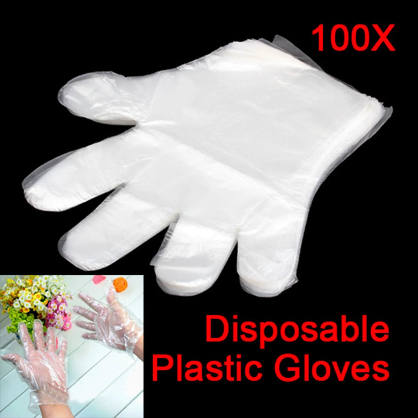 100pcs Plastic Disposable Gloves Transparent Food Handling Gloves for Bulk Food Kitchen Cooking Peaceful Pleasures Health and Wellness