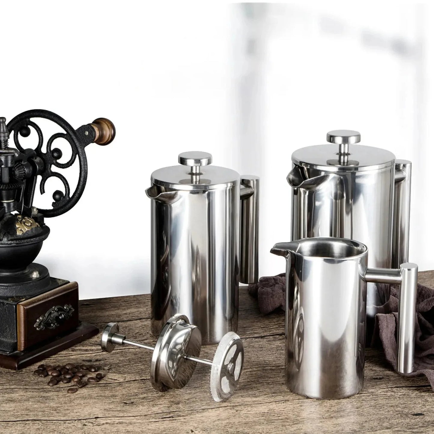 350ml/800ml/1000ml Coffee Maker Pot French Press Coffee Maker Stainless Steel Double Walled Insulated Coffee Maker Pot Peaceful Pleasures Health and Wellness
