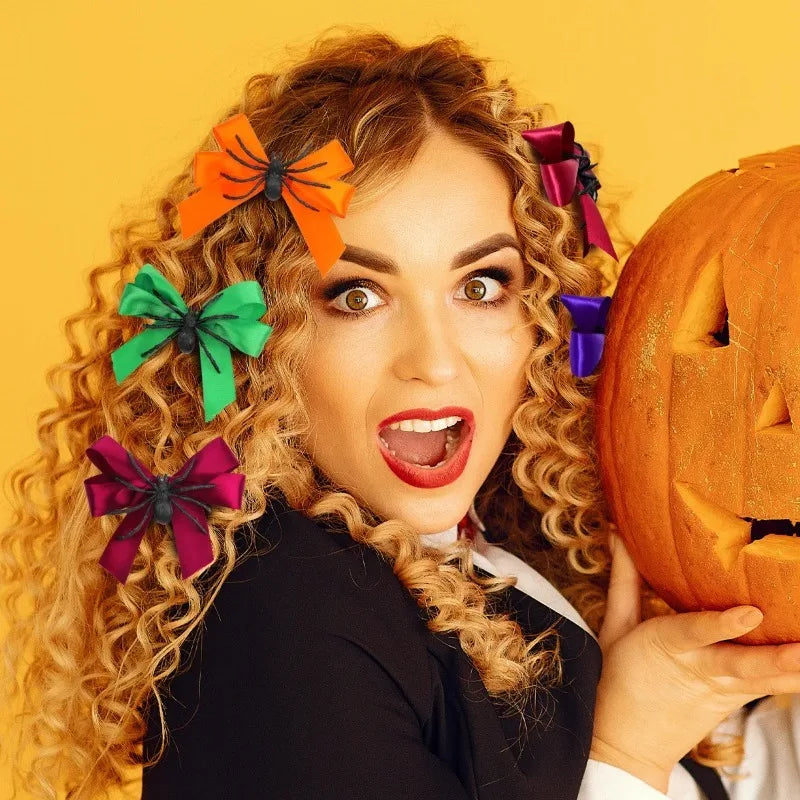Halloween Spider Bow Hair Clips | Party Cosplay Gift (1–6 Pcs)