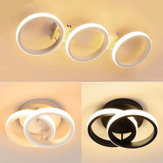 RUNTOIN Modern LED 3-Ring Ceiling Light | Bedroom & Living Room