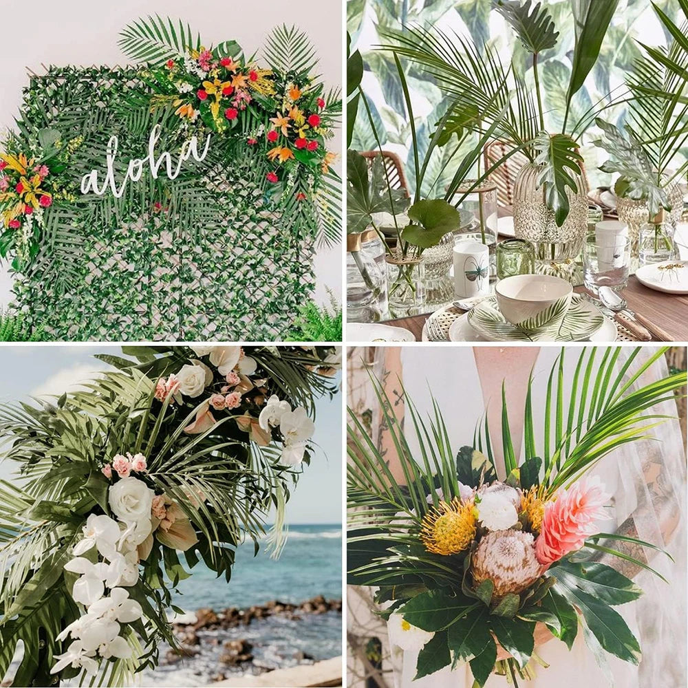 Artificial Tropical Palm Leaves 6/12pcs – Wedding & Home Decor
