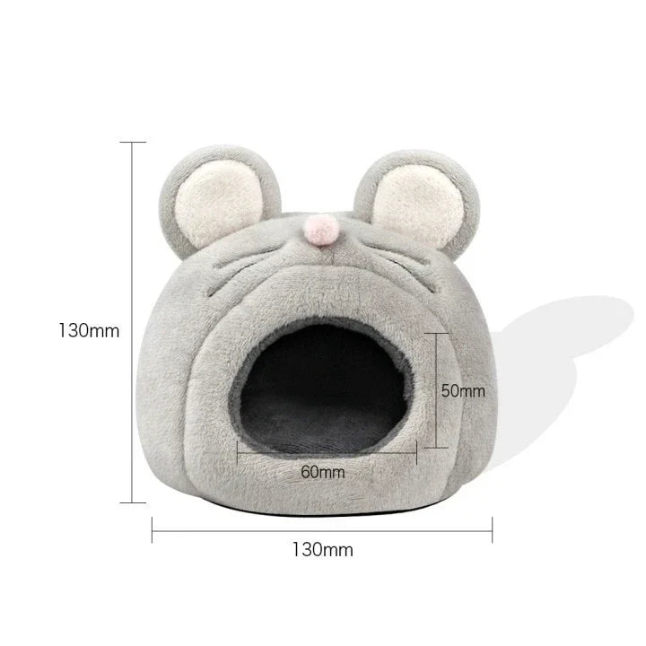 Mouse-Shaped Hamster Bed & Hedgehog Hideout | Fleece Pet Nest