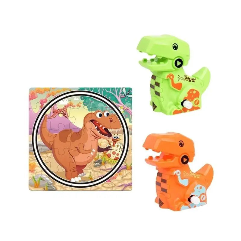 Dinosaur Puzzle & Windup Track Play Set for Kids | Toy Gift