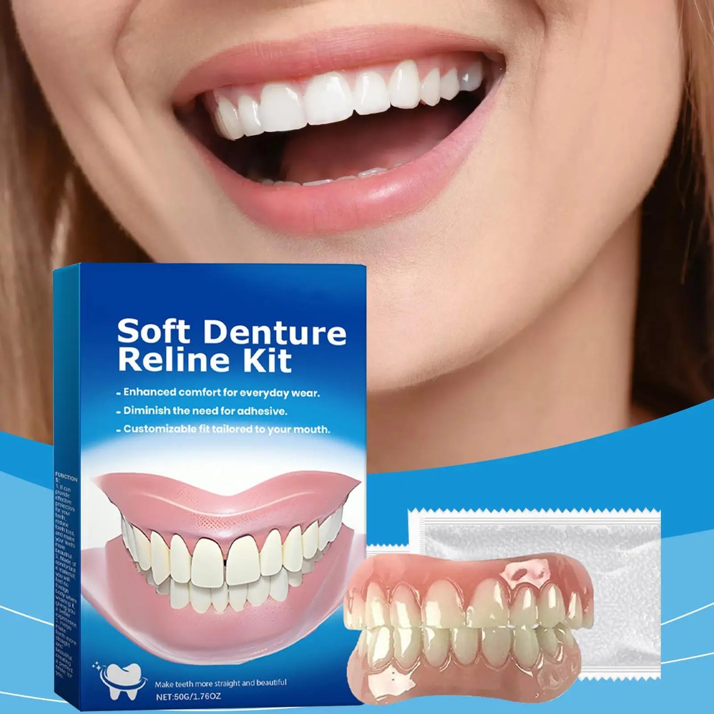 Silicone Denture Kit – Soft Flexible Upper & Lower Teeth Set