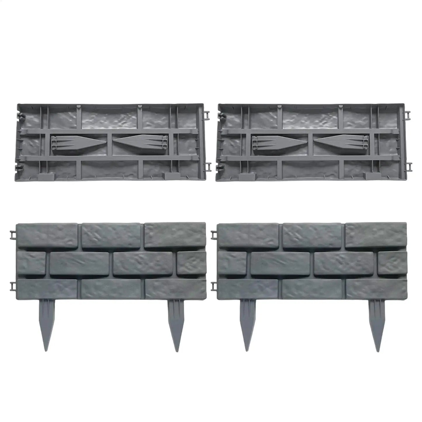 Stone Effect Garden Fence Panels 4-Piece Set | Outdoor Decor Decorative Garden Edging Peaceful Pleasures Health and Wellness China Mainland