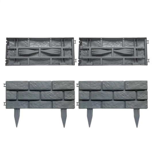 Stone Effect Garden Fence Panels 4-Piece Set | Outdoor Decor Decorative Garden Edging Peaceful Pleasures Health and Wellness China Mainland