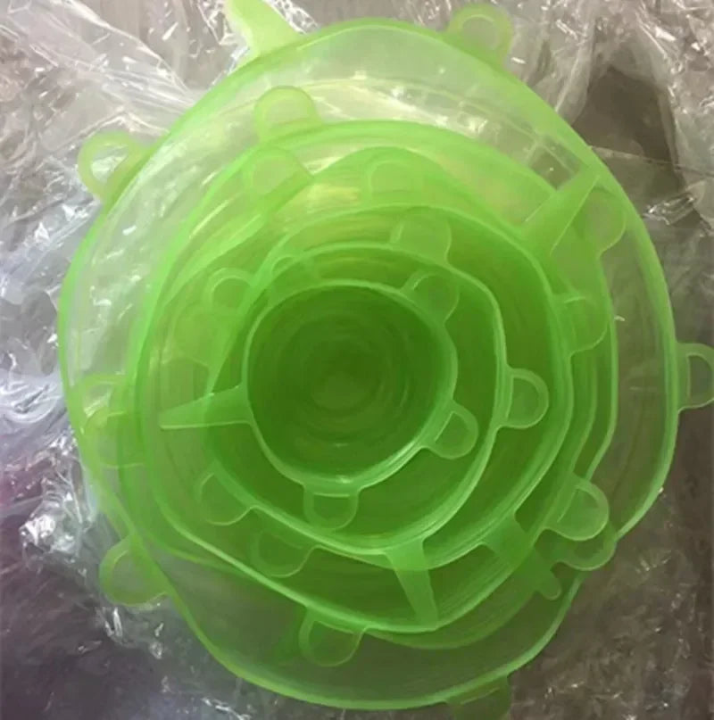 Universal For Kitchen Utensil Lid Kitchen Storage Organization Reusable Stretch Silicone Cover Lids Food Utensils Home Microwave Peaceful Pleasures Health and Wellness Round-green