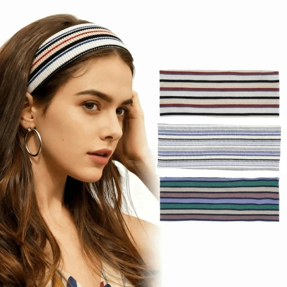 Wide Elastic Striped Headband | Non-Slip Yoga & Sports Hairband Sports Headband Peaceful Pleasures Health and Wellness