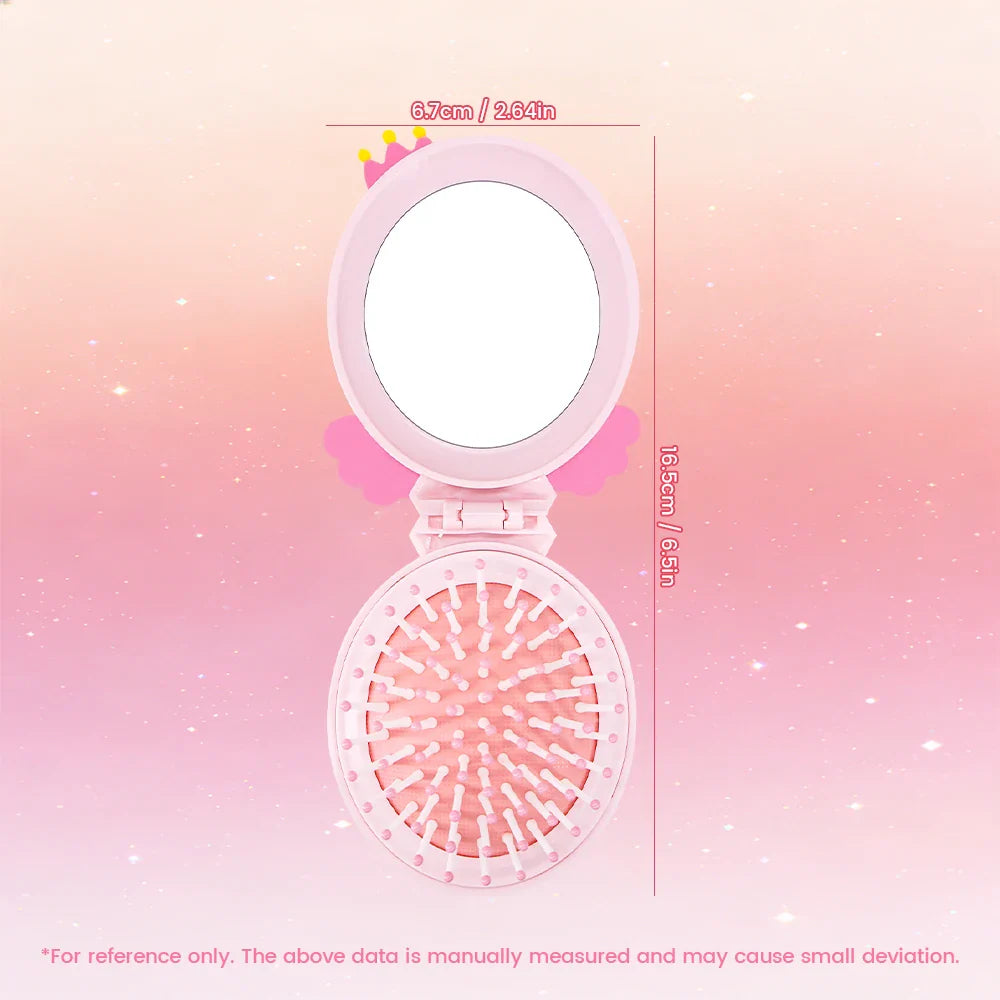Magic Folding Mirror Comb – Moon & Star 2-in-1 Hair Brush