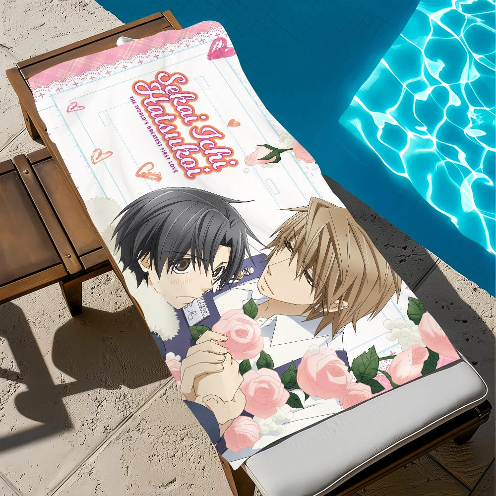 Sekai-ichi Hatsukoi Anime Beach Towel – Quick Dry & Soft Anime Beach Towel Peaceful Pleasures Health and Wellness z1 STJ40x70CM