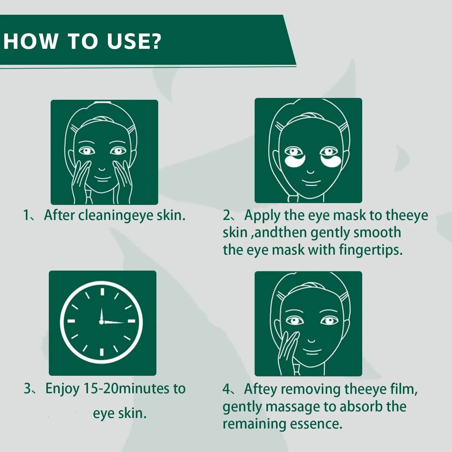 Collagen Eye Masks – Dark Circles & Puffiness, 60pc Green Tea
