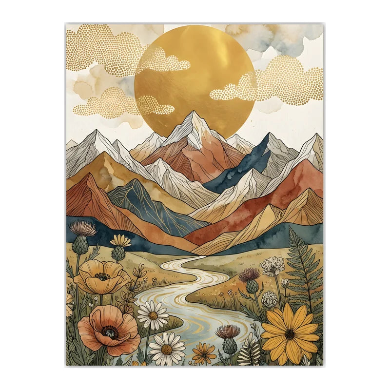 Boho Landscape Canvas Wall Art – Western Mountain Print Décor Canvas Wall Art Peaceful Pleasures Health and Wellness 06 50x70cm NoFrame China Mainland
