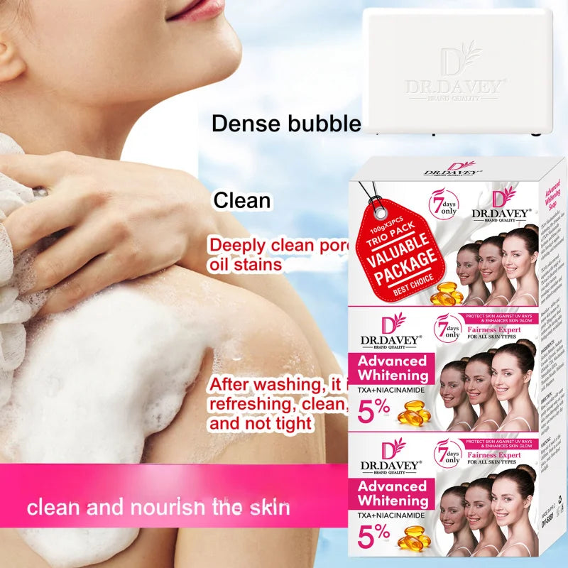 3pcs Advanced Whitening Soap Cleansing and moisturizing handmade soap for bathing, face washing, and skin moisturization Peaceful Pleasures Health and Wellness